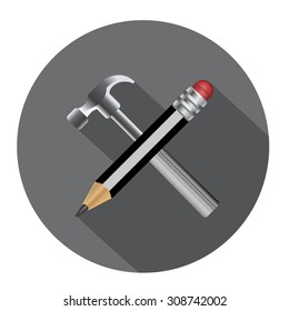 hammer with pencil icon