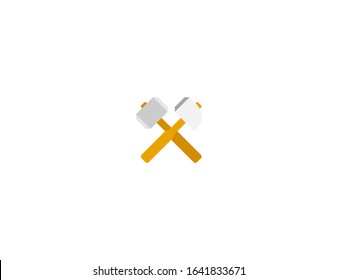 Hammer and Pick vector flat icon. Isolated hammer and pick axe emoji illustration 