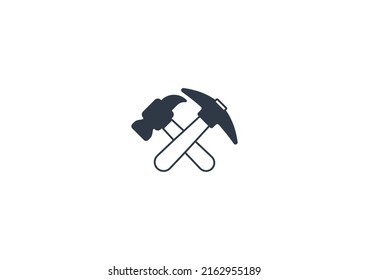 Hammer and Pick Vector Isolated Emoticon. Hammer and Pick Emoji Icon