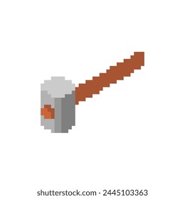 Hammer pixel art isolated. 8 bit sledgehammer. pixelated Blacksmith tool Vector illustration