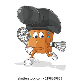 the hammer playing badminton illustration. character vector
