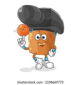 the hammer playing basket ball mascot. cartoon vector