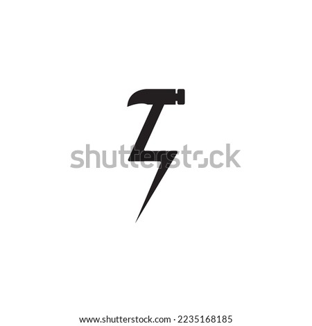 hammer power or lightning hammer icon.