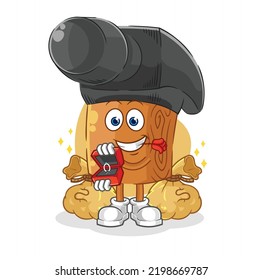 der Hammer schlägt mit Ring vor. Cartoon-Maskottvektor