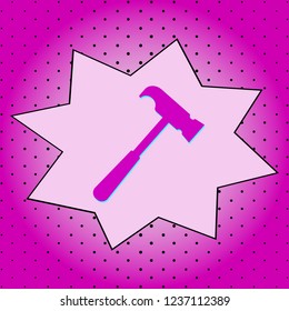 Hammer . Purple icon pop-art background .Vector.