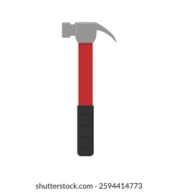 hammer with red and black handle. vector illustration. tools. handyman tools. carpentry and repair.