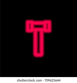 Hammer red glowing neon ui ux icon. Glowing sign logo vector