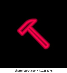 Hammer red glowing neon ui ux icon. Glowing sign logo vector