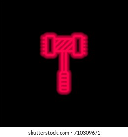 Hammer red glowing neon ui ux icon. Glowing sign logo vector