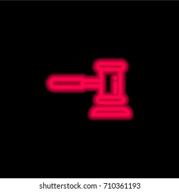 Hammer red glowing neon ui ux icon. Glowing sign logo vector