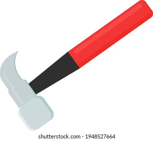 Hammer with red handle vector illustration on white background.