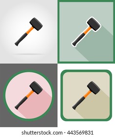 hammer repair and building tools flat icons vector illustration isolated on white background