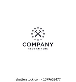 Hammer repair with star circle modern design template