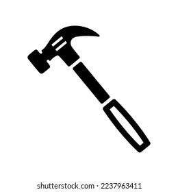 Hammer, repair, tool, construction, tools, hand icon. Black vector graphics.