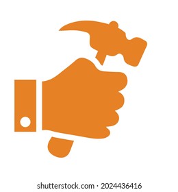 Hammer, repair, tool icon. Orange vector graphics.