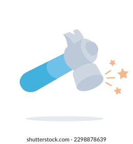 Hammer for repair work, flat and illustration