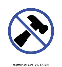 Hammer Restriction Vector Icon Illustration