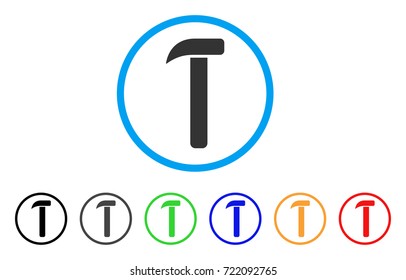 Hammer rounded icon. Style is a flat hammer grey symbol inside light blue circle with black, gray, green, blue, red, orange versions. Vector designed for web and software interfaces. - Shutterstock ID 722092765
