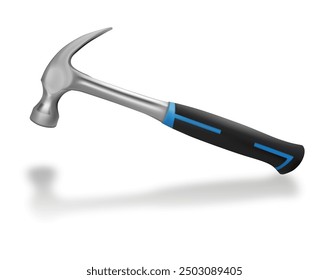 A hammer with a rubber handle on a white background. Vector illustration.