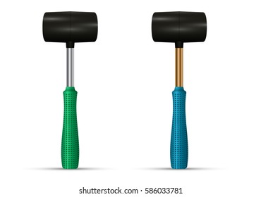Hammer with a rubber head on a white background. Rubber mallet, construction tools. Vector illustration