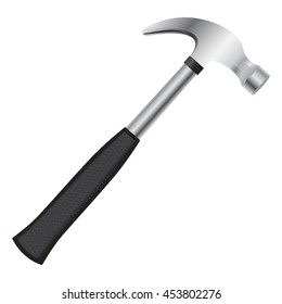 Hammer with rubberized handle. Vector Image.