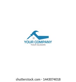 Hammer  Saw Construction Logo Design Vector