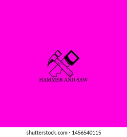 hammer and saw icon sign signifier vector