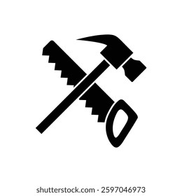  hammer and saw icon vector