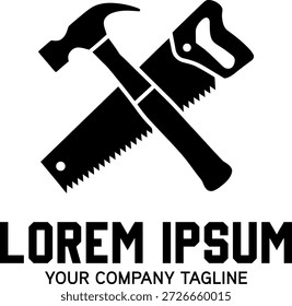 Hammer und Säge Logo mit Text