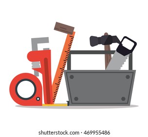 hammer saw meter repair tools construction icon. Colorful design. Vector illustration