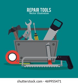 hammer saw meter screwdriver pliers repair tools construction icon. Colorful design. Vector illustration