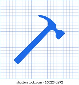 Hammer and scale paper on white