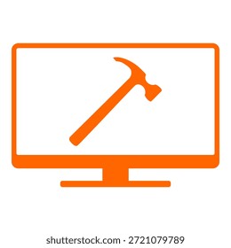 Martillo y pantalla en blanco