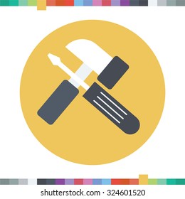 Hammer and screw driver icon.