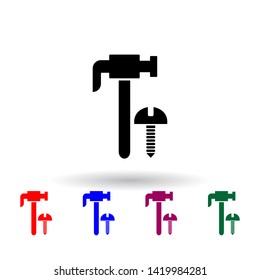 hammer and screw multi color icon. Elements of engineering set. Simple icon for websites, web design, mobile app, info graphics