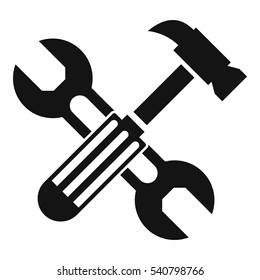 Hammer and screw wrench icon. Simple illustration of hammer and screw wrench vector icon for web