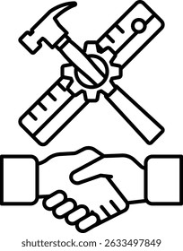 A hammer and a screwdriver are holding hands. Concept of collaboration and teamwork