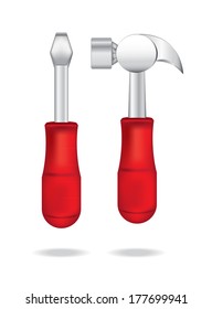 hammer and screwdriver icon on white background
