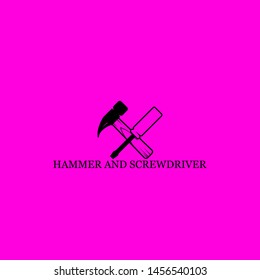 hammer and screwdriver icon sign signifier vector