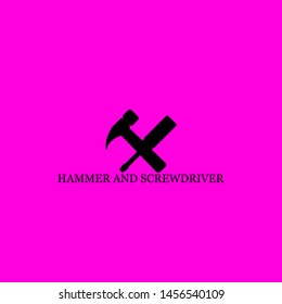 hammer and screwdriver icon sign signifier vector
