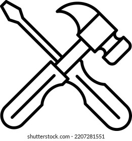 Hammer and screwdriver icon, symbol or logo