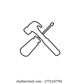 Hammer screwdriver icon vector design template