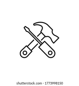 Hammer and screwdriver icon vector illustration