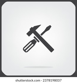 Icono de martillo y destornillador. Ilustración del vector