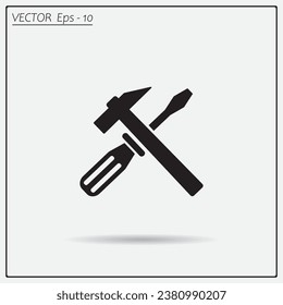 Hammer and Screwdriver Icon. Vector illustration