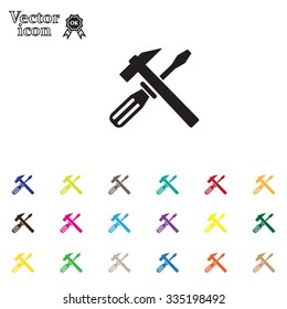 Hammer and Screwdriver Icon. Vector illustration