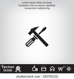 Hammer and Screwdriver Icon. Vector illustration