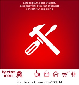 Hammer and Screwdriver Icon. Vector illustration