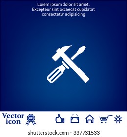 Hammer and Screwdriver Icon. Vector illustration