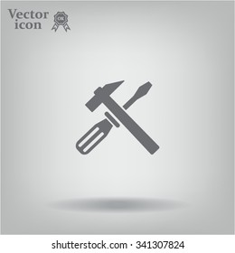 Hammer and Screwdriver Icon. Vector illustration